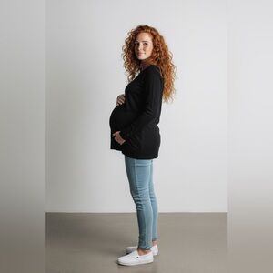 Black Long Sleeve Maternity Sweater Dress